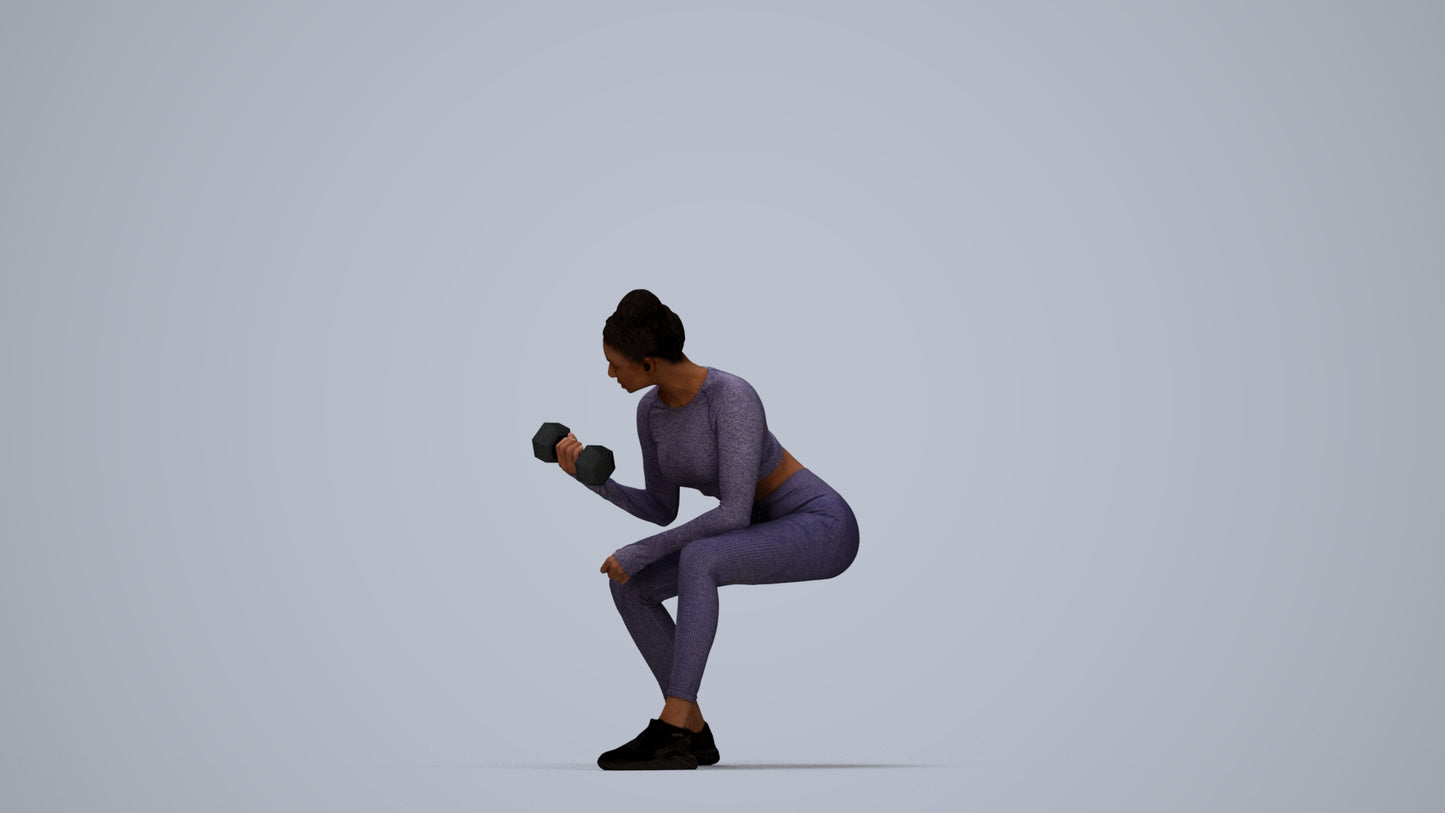 realistic 3D human woman sport, archviz people FBX OBJ for Blender, top-down view render
