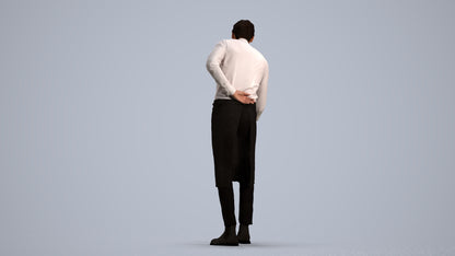 3D people model man hospitality, scanned human for 3ds Max rendering, front view render