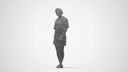 realistic 3D people woman casual standing, render-ready for V-Ray and Corona, FBX OBJ, wireframe back view