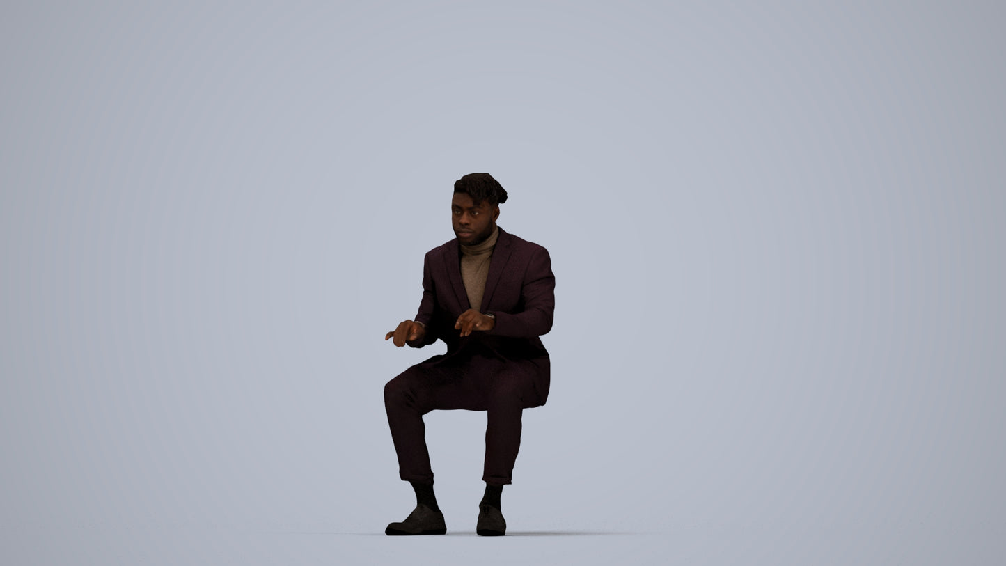 3D people model man business, scanned human for 3ds Max rendering, top-down view render