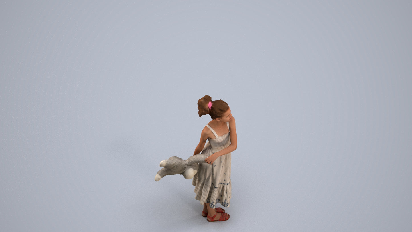 scanned 3D girl casual kids, photogrammetry people for Enscape and V-Ray, back view render