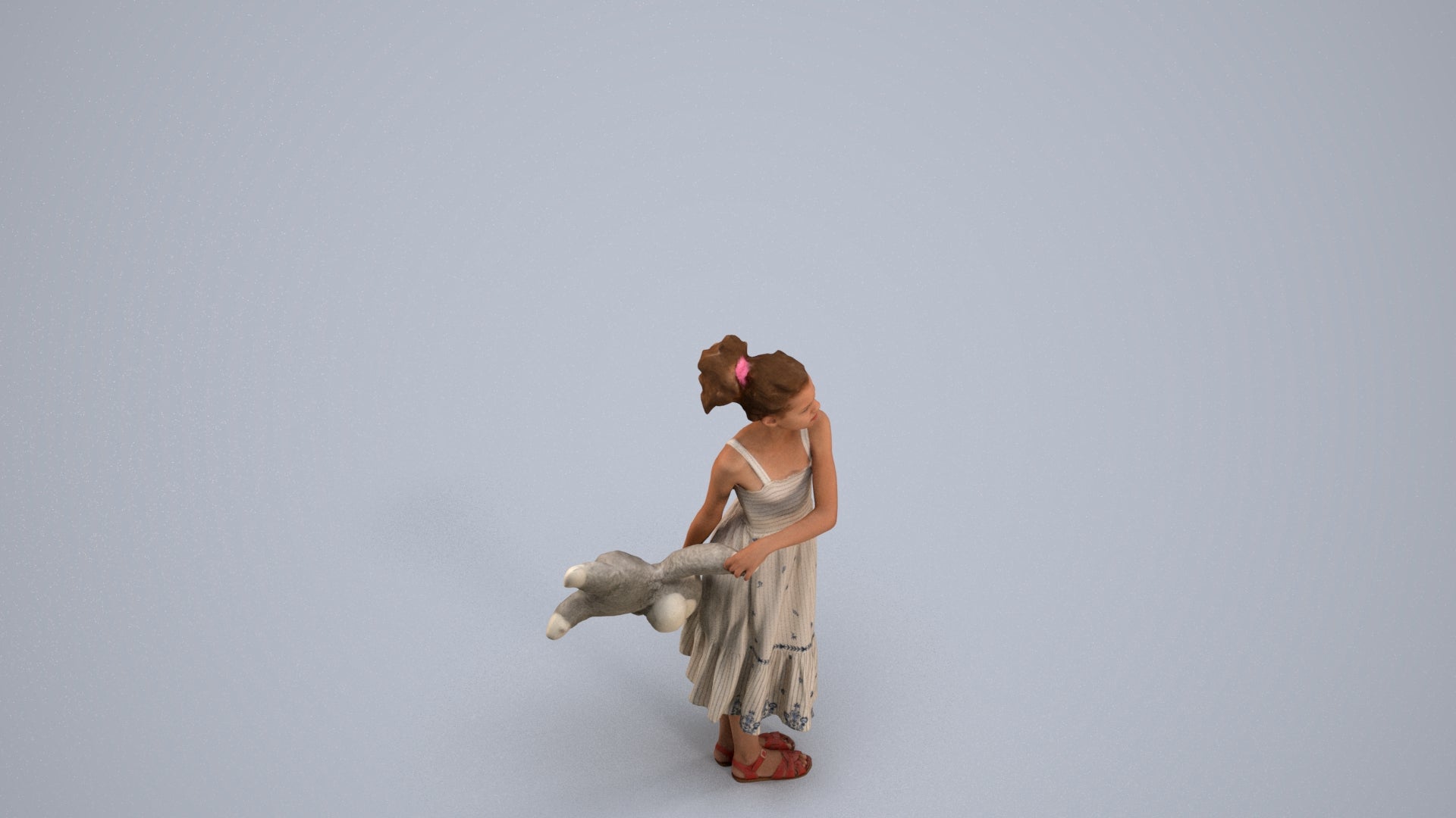 scanned 3D girl casual kids, photogrammetry people for Enscape and V-Ray, back view render