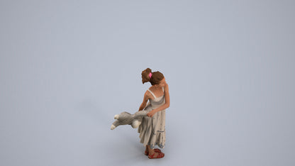 scanned 3D girl casual kids, photogrammetry people for Enscape and V-Ray, back view render