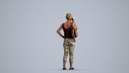 3D scanned senior woman standing, photorealistic archviz people for Enscape and SketchUp, front view render