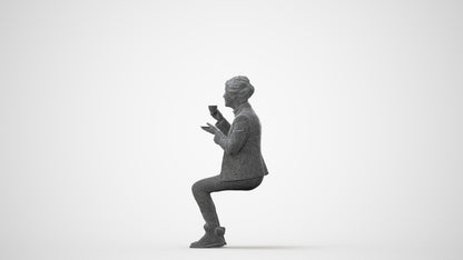 realistic 3D people senior woman business sitting, render-ready for V-Ray and Corona, FBX OBJ, square thumbnail