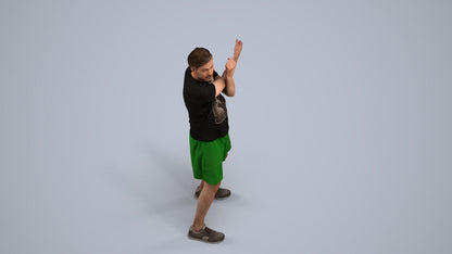 3D human model man sport, photogrammetry scanned person for archviz, back view render