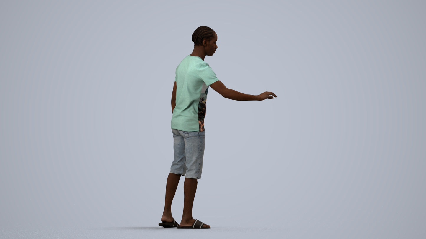 realistic 3D people boy casual kids, render-ready for V-Ray and Corona, FBX OBJ, side view render
