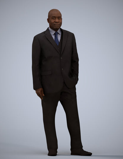 3D human model man business, photogrammetry scanned person for archviz