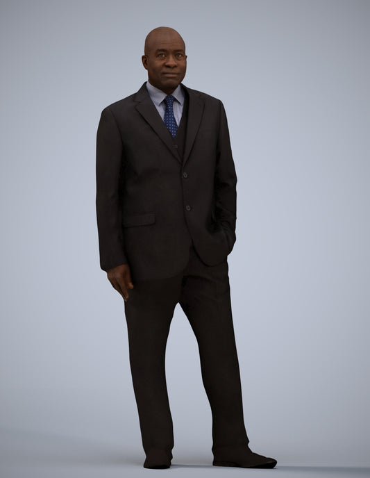 3D human model man business, photogrammetry scanned person for archviz