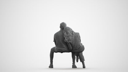 3D people model woman business couple, scanned human for 3ds Max rendering, wireframe front view