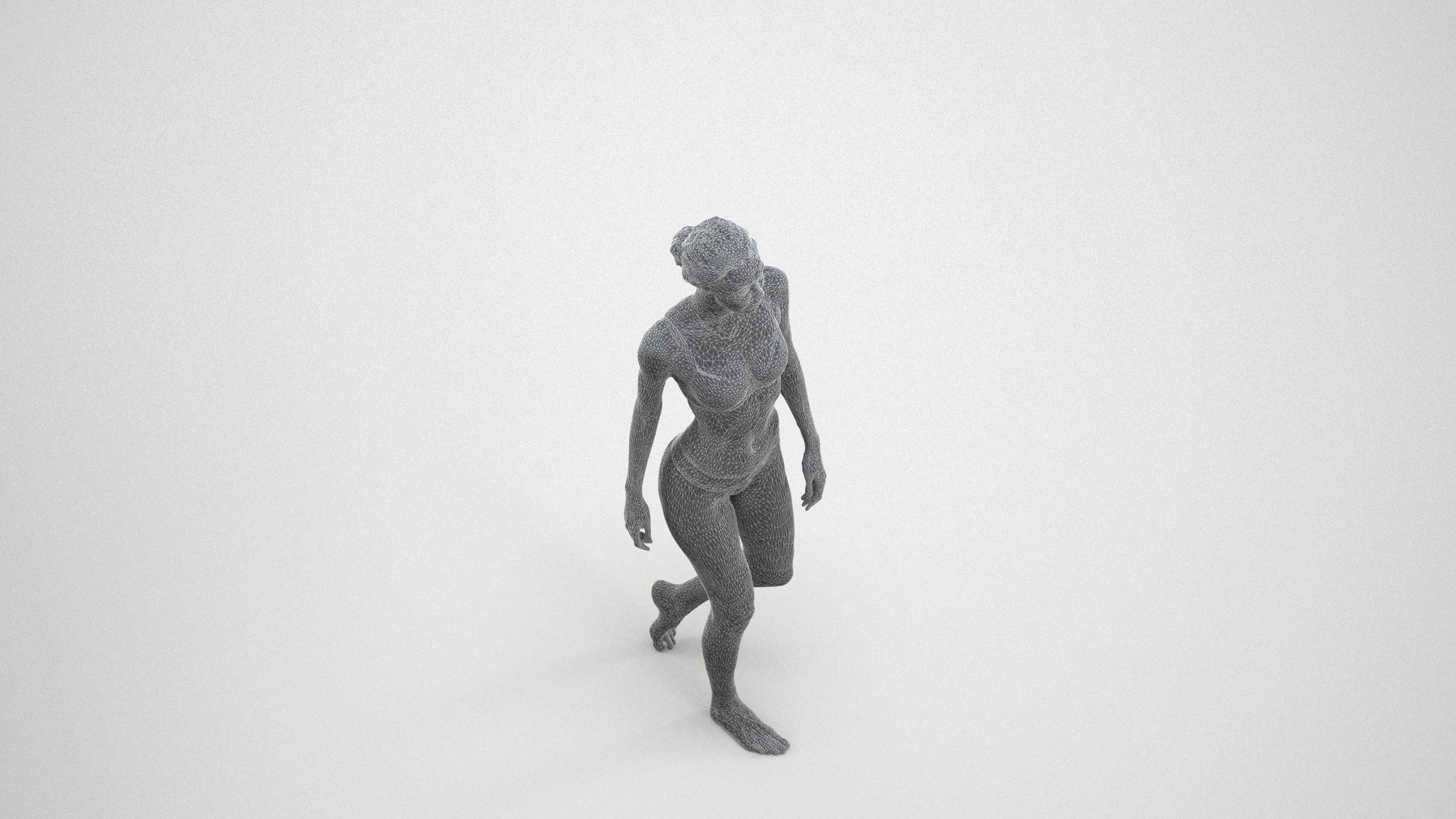 3D scanned woman mix, photorealistic archviz people for Enscape and SketchUp, wireframe three-quarter view