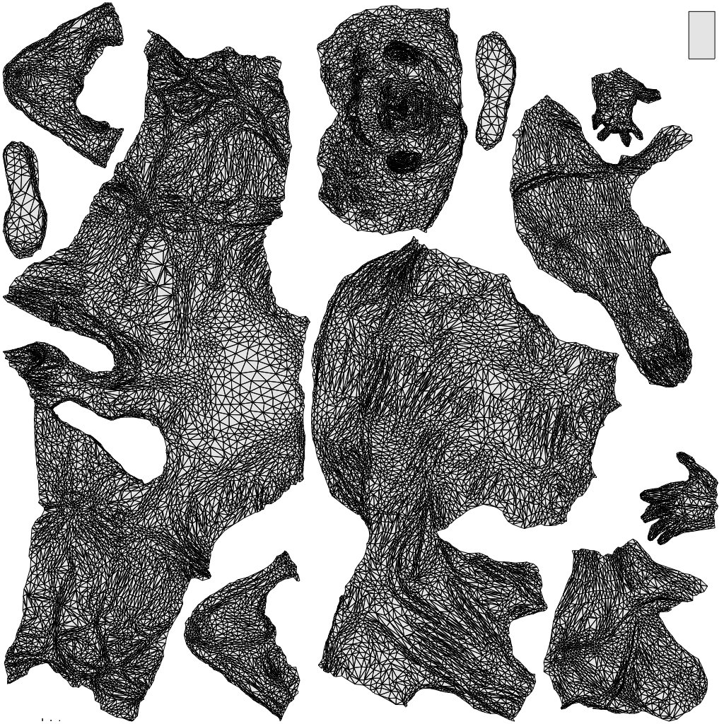 3D scanned senior man sitting casual, photorealistic archviz people for Enscape and SketchUp, wireframe top-down view