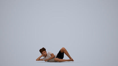 3D people model boy casual kids, scanned human for 3ds Max rendering, top-down view render