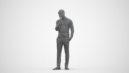 scanned 3D man business standing, photogrammetry people for Enscape and V-Ray, three-quarter front view render