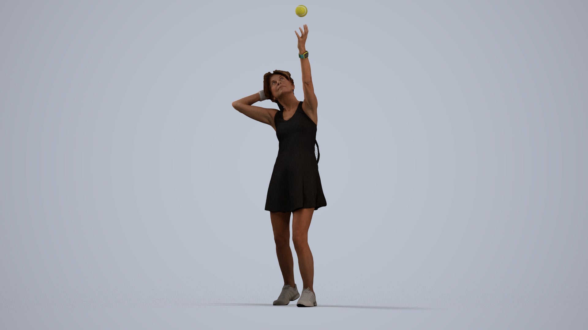 3D scanned woman sport, photorealistic archviz people for Enscape and SketchUp, standing pose render