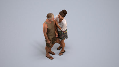 3D people model woman casual couple, scanned human for 3ds Max rendering, back view render