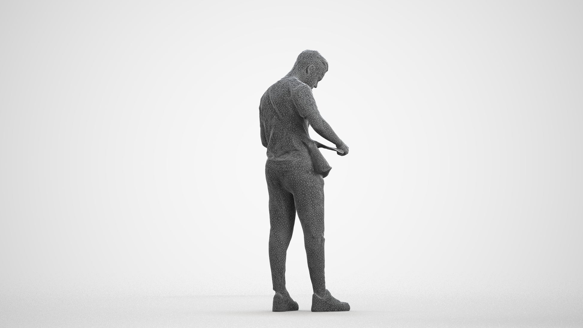 realistic 3D human boy casual kids, archviz people FBX OBJ for Blender, wireframe front view