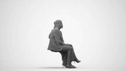 3D people model woman formal couple, scanned human for 3ds Max rendering, wireframe side view