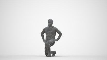 3D human model man sport, photogrammetry scanned person for archviz, wireframe back view