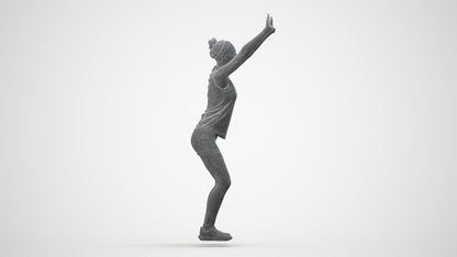 scanned 3D girl sport, photogrammetry people for Enscape and V-Ray, wireframe side view