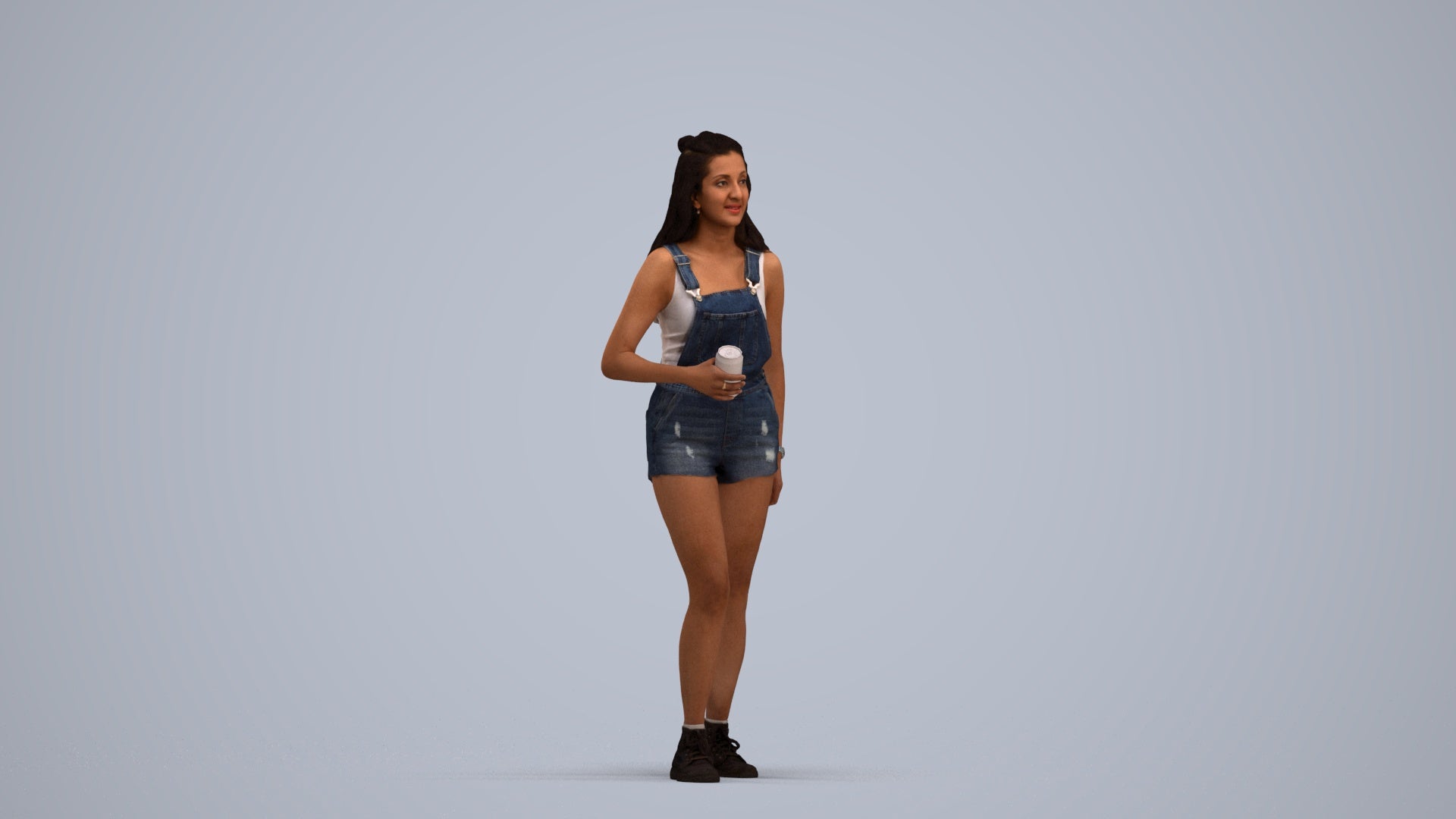 3D people model woman casual standing, scanned human for 3ds Max rendering, standing pose render