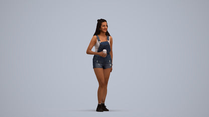 3D people model woman casual standing, scanned human for 3ds Max rendering, standing pose render