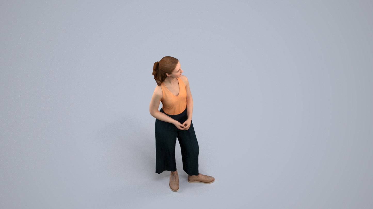 photogrammetry 3D girl casual kids, realistic human model archviz FBX, back view render
