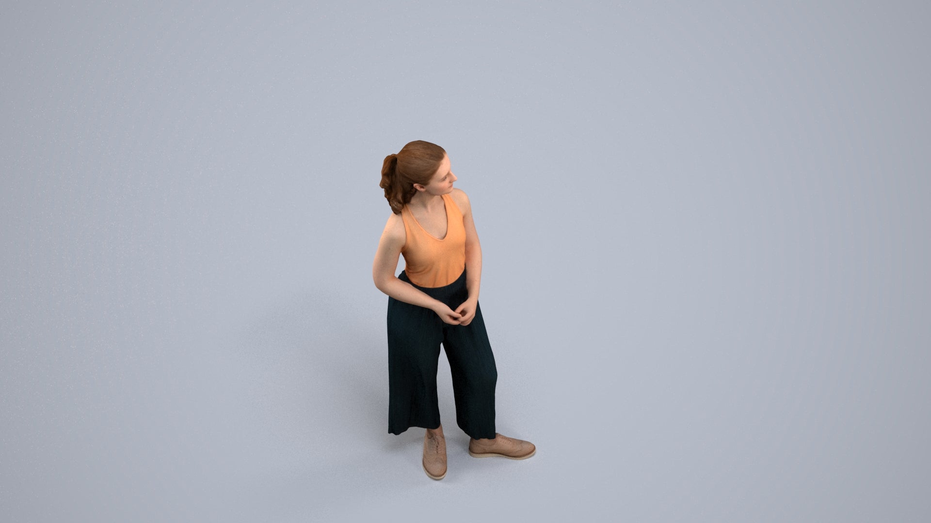 photogrammetry 3D girl casual kids, realistic human model archviz FBX, back view render