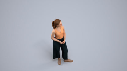 photogrammetry 3D girl casual kids, realistic human model archviz FBX, back view render