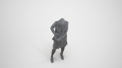 photogrammetry 3D woman business standing, realistic human model archviz FBX, wireframe three-quarter view