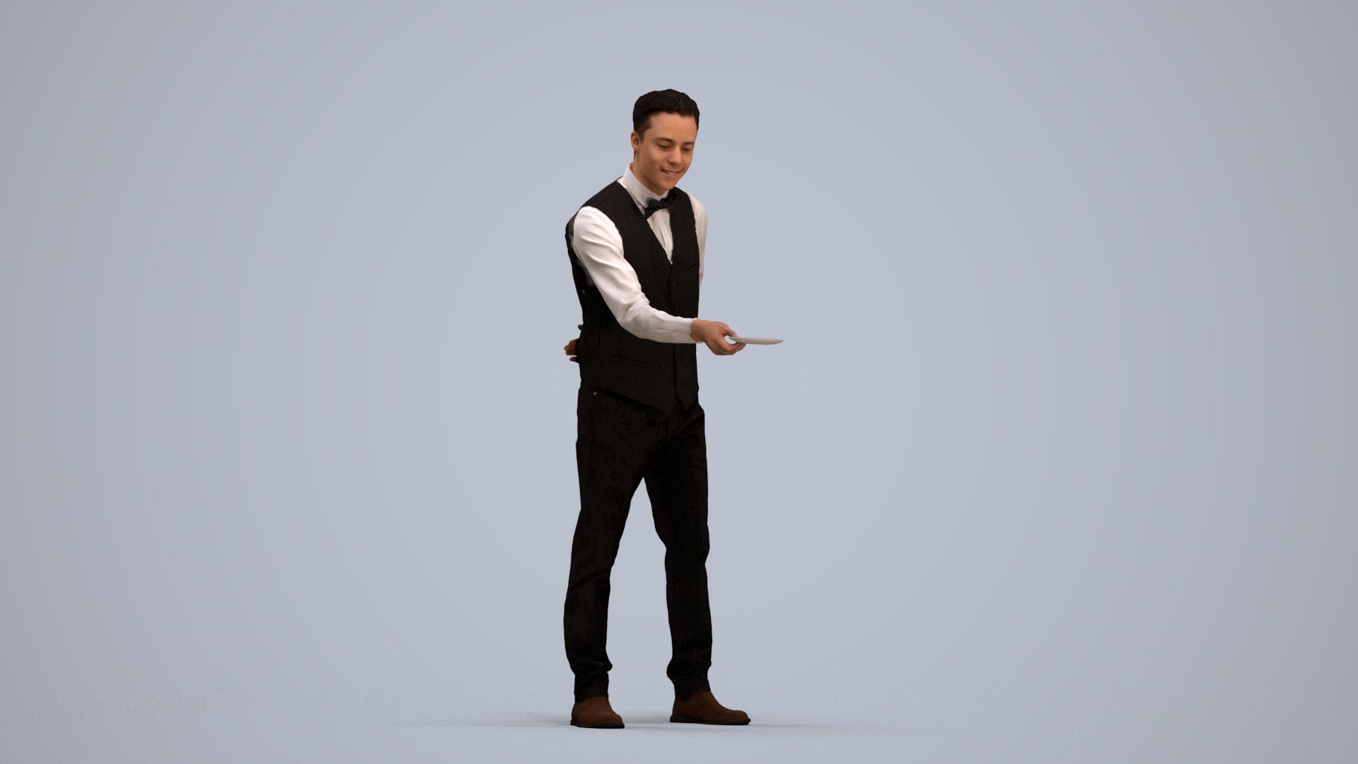 3D people model man hospitality, scanned human for 3ds Max rendering, standing pose render