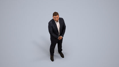 3D people model man business formalaffairs, scanned human for 3ds Max rendering, back view render