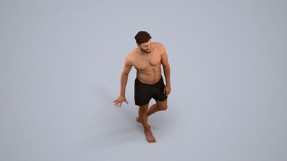 scanned 3D man pool, photogrammetry people for Enscape and V-Ray, back view render