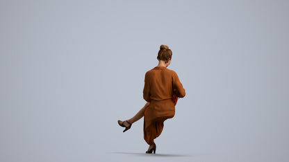 realistic 3D woman casual sitting, scanned archviz people for Blender and 3ds Max, front view render