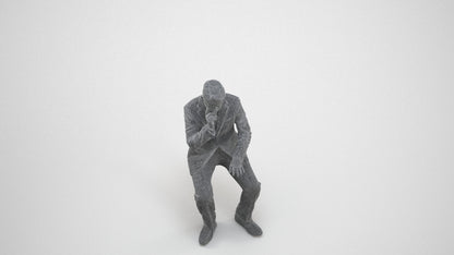 3D people model man business, scanned human for 3ds Max rendering, wireframe three-quarter view
