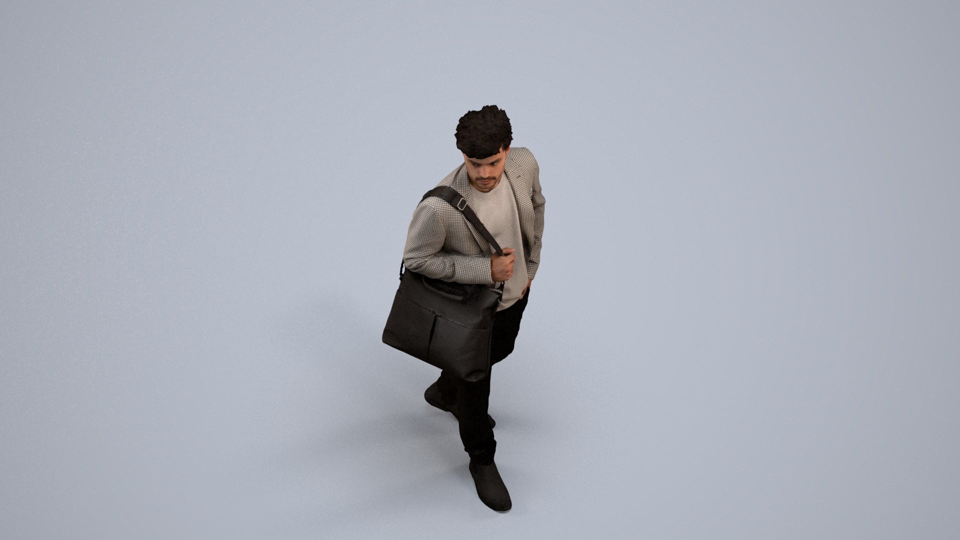 photogrammetry 3D man business standing, realistic human model archviz FBX, back view render
