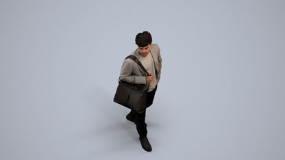 photogrammetry 3D man business standing, realistic human model archviz FBX, back view render