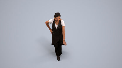3D people model woman hospitality, scanned human for 3ds Max rendering, back view render