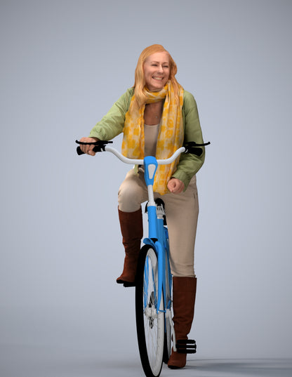 3D people model woman casual cycling, scanned human for 3ds Max rendering