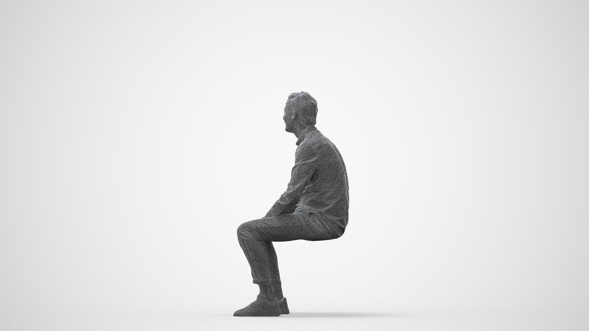 realistic 3D man casual sitting, scanned archviz people for Blender and 3ds Max, square thumbnail