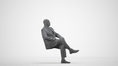 realistic 3D people senior man business, render-ready for V-Ray and Corona, FBX OBJ, wireframe side view