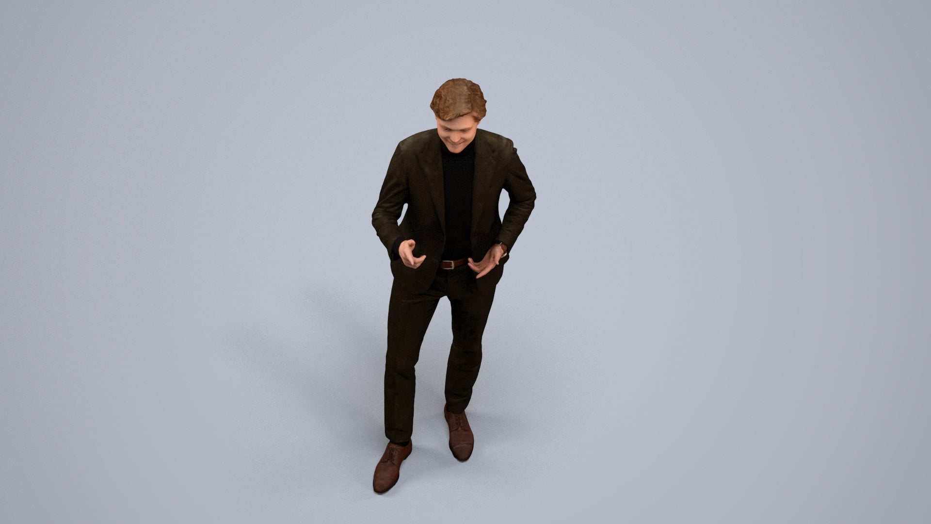 realistic 3D man business, scanned archviz people for Blender and 3ds Max, back view render
