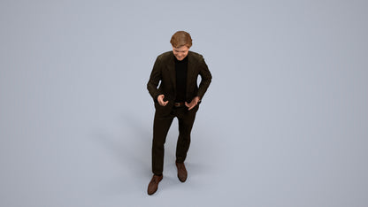 realistic 3D man business, scanned archviz people for Blender and 3ds Max, back view render