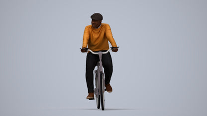realistic 3D people man casual cycling, render-ready for V-Ray and Corona, FBX OBJ, top-down view render