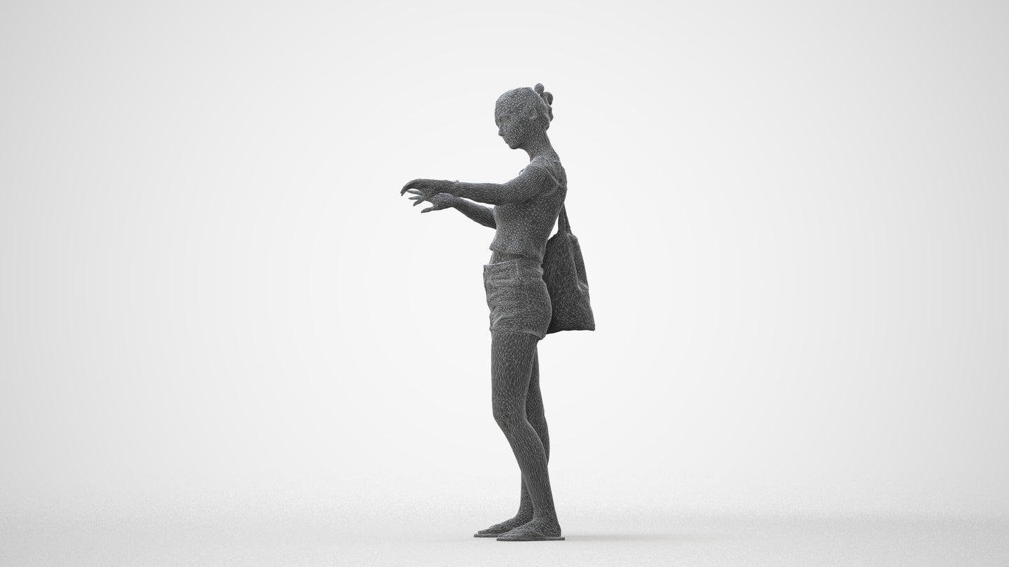 3D scanned girl standing casual, photorealistic archviz people for Enscape and SketchUp, square thumbnail