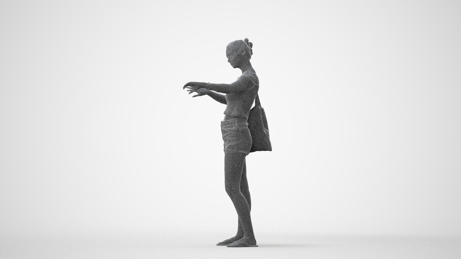 3D scanned girl standing casual, photorealistic archviz people for Enscape and SketchUp, square thumbnail