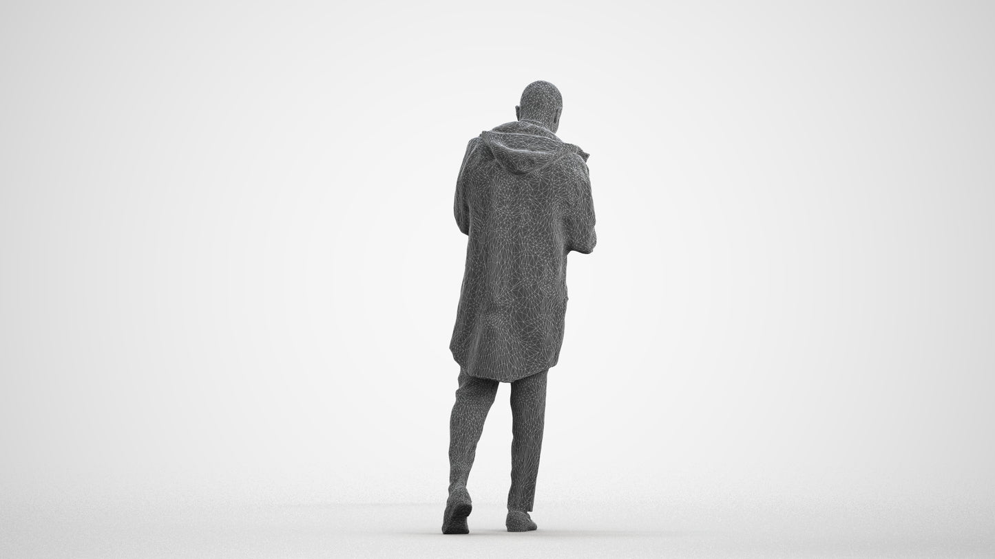 3D people model man business, scanned human for 3ds Max rendering, wireframe front view