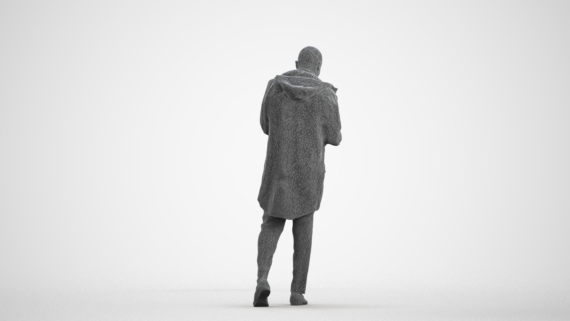 3D people model man business, scanned human for 3ds Max rendering, wireframe front view