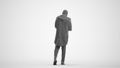3D people model man business, scanned human for 3ds Max rendering, wireframe front view
