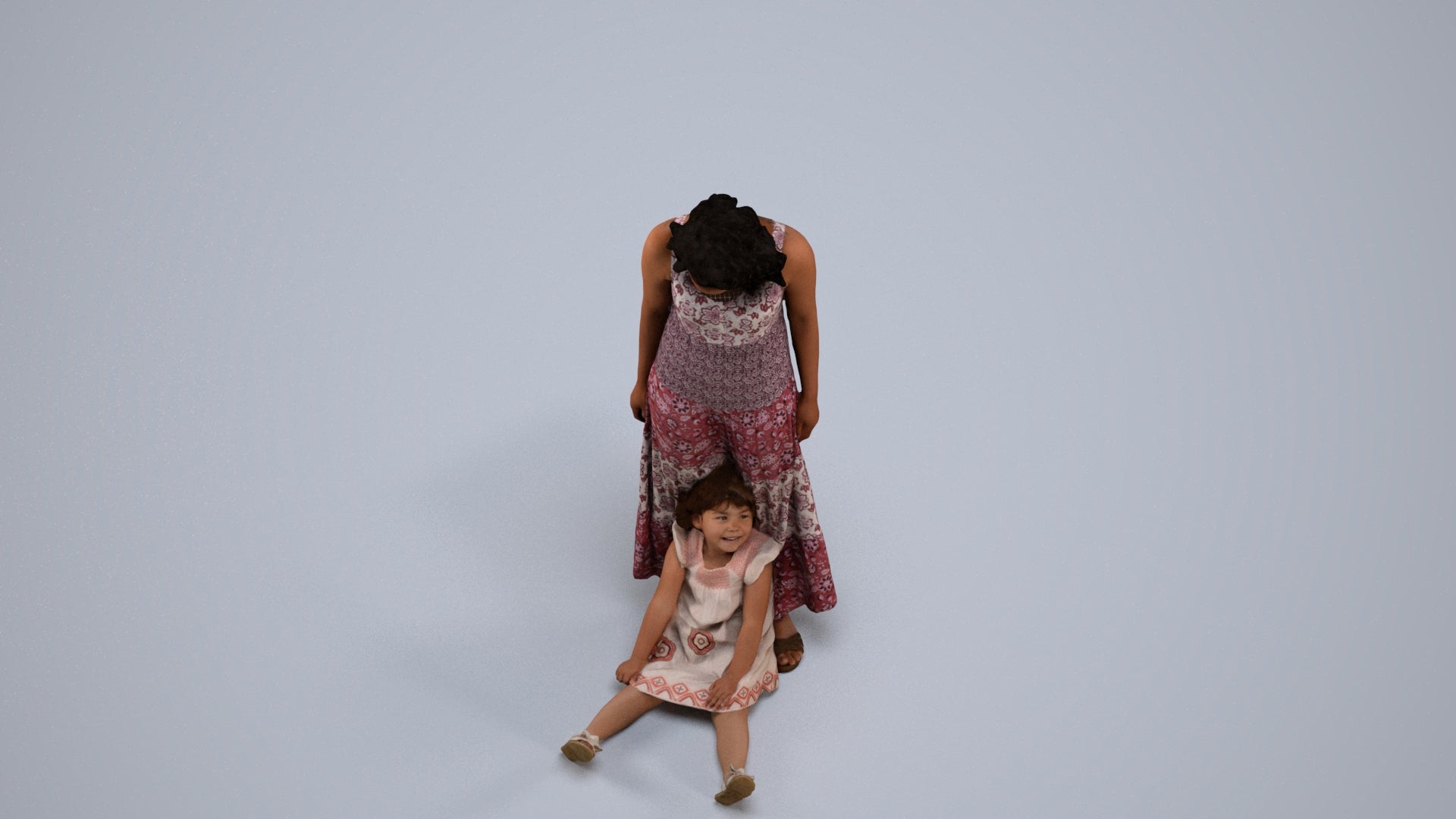 photogrammetry 3D girl casual kids, realistic human model archviz FBX, back view render
